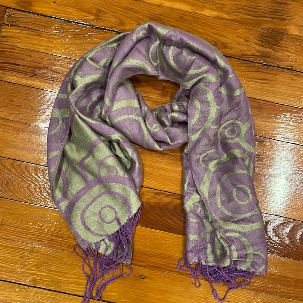 Purple and Green Swirled Scarf